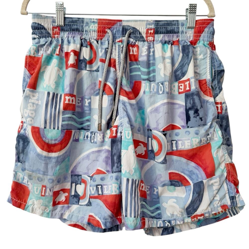 Vilebrequin Swim Trunks Men’s Size XL Abstract Turtle Print Blue